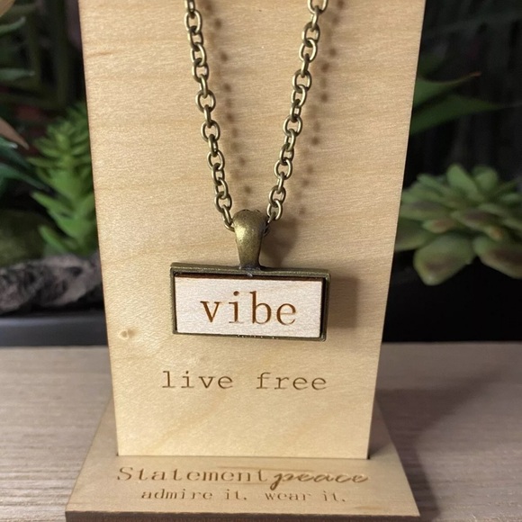 HANDMADE Necklace Artisan VIBE Wood Pendant BOHO Statement Eco Friendly Organic - Picture 4 of 5